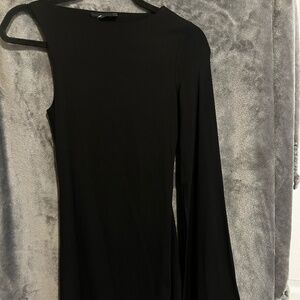 ASOS One Sleeve Tie Side Mini Dress in Black